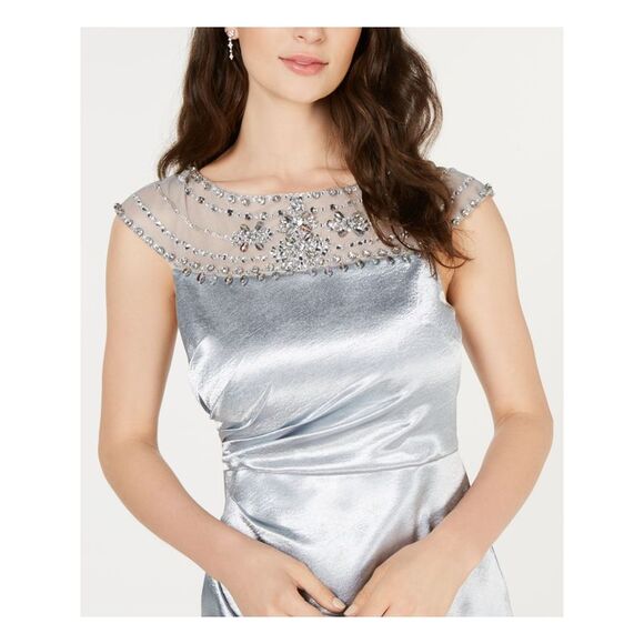 ADRIANNA PAPELL Womens Satin Sleeveless Full-Length Formal Sheath Dress - Picture 3 of 4